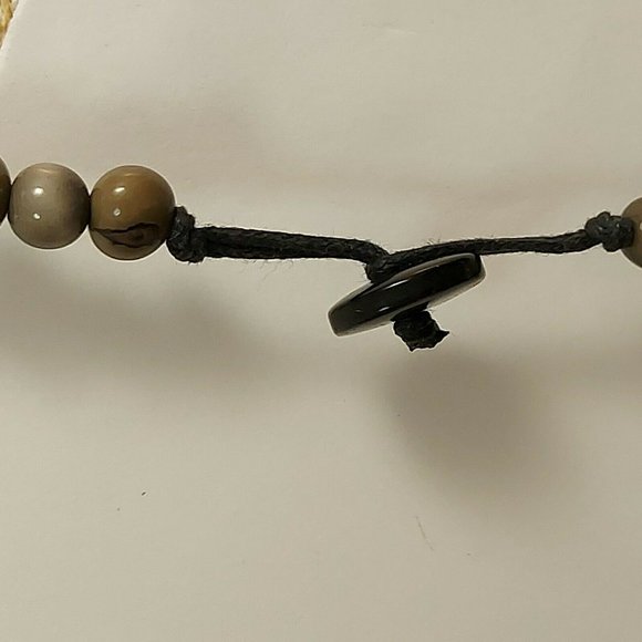 Grey Black Tagua Necklace Handmade Organic Tagua Jewelry Ecuador 17" classic bib - Picture 4 of 7